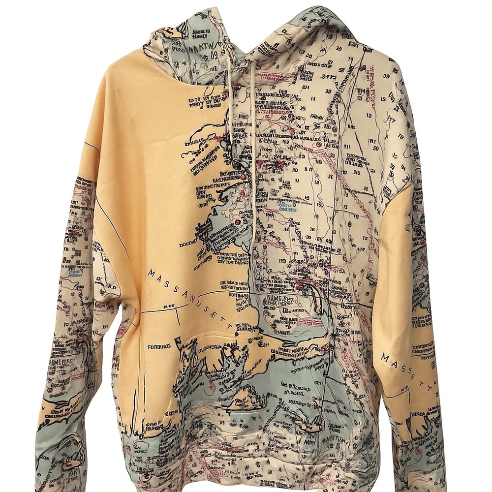 Map and coordinate Massachusetts hoodie. Great gift for boaters!